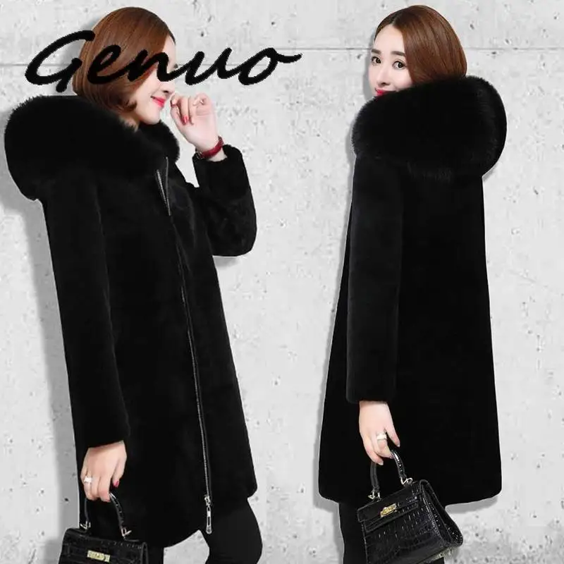 Женская одежда с капюшоном и воротником из искусственного меха|Куртки меха| |