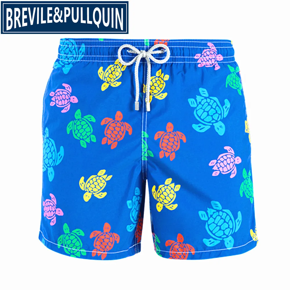 Бренд Brevile pullquin пляжные обшитые мужские шорты Черепашки купальная одежда бермуды сексуальные взрослые бордшорты быстросохнущие панды шорты