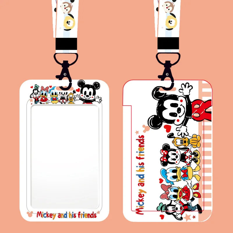 

Cartoon ID Credit Bank Card Holder Disney Mickey Mouse Donald Duck Winnie The Pooh Card Cover Hanging Neck Bag ID Card Holder