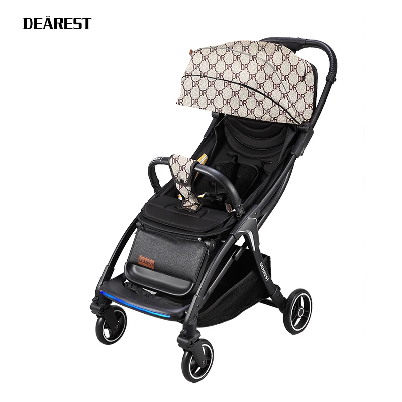 Leather DR Dearest A8L быстрая складная детская коляска со съемным навесом - Цвет: Leather DR