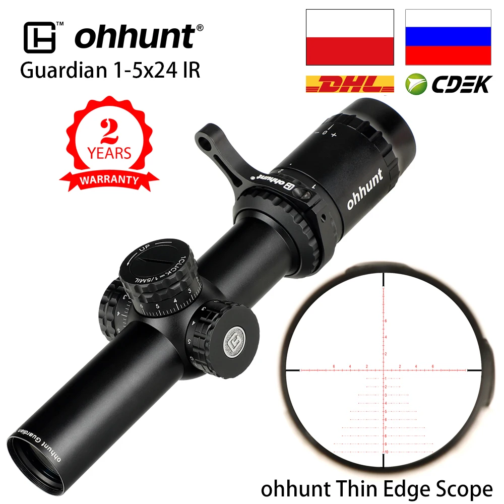 

Оптический прицел ohhunt Guardian 1-5X24, ИК, для охоты, с тонким краем