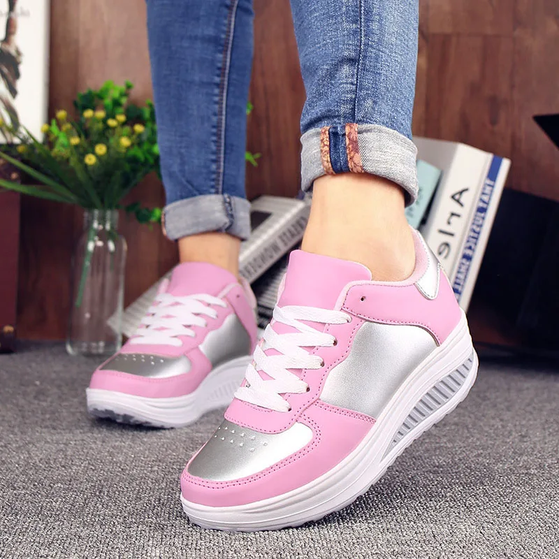 

Women Platform Casual Shoes White Flying woven leather shoes sports casual platform lady shoes women 2021