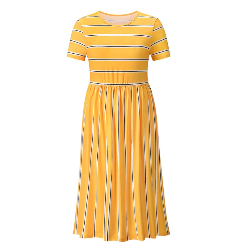 

New Striped Patchwork Summer Dress Woman Casual Round Neck Loose Dresses For Women Fashion Beach Party Sundress Female Vestidos