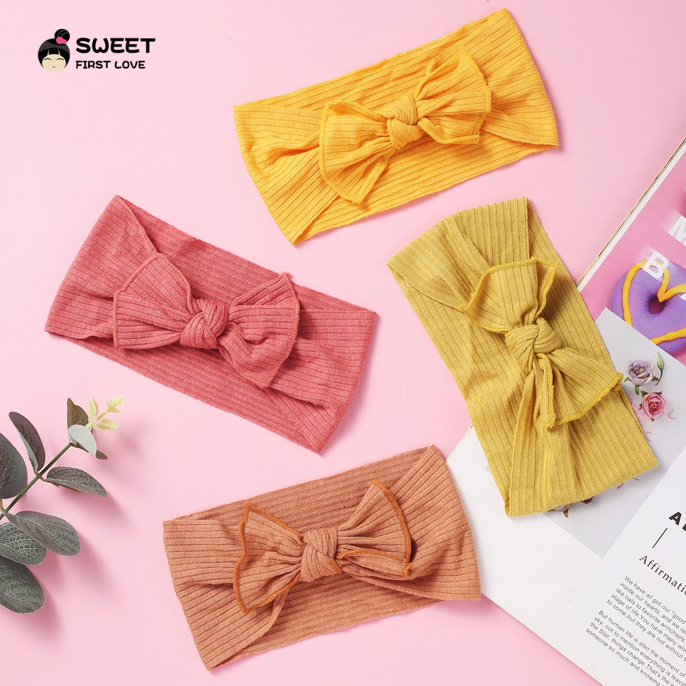 Детские широкие нейлоновые повязки на голову с бантом заказ эластичные для