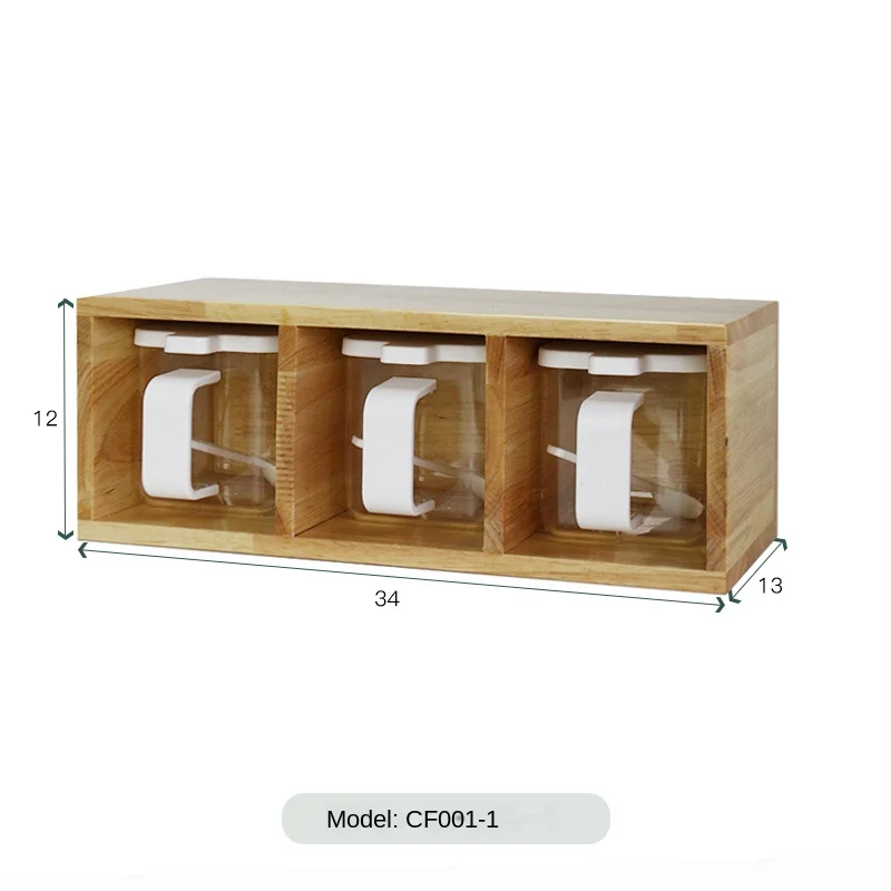 

Hainan Wood oily foot kitchen rack wall-mounted transparent box body household seasoning supplies artifact rack storage Plaid dr