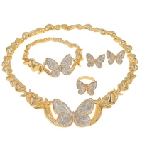 luxury kiss hug big butterfly xoxo necklace set jewelry womens indian fashion gold plated jewelry set x0120