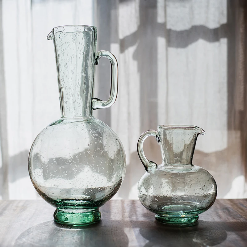 

Экологичная стеклянная ваза с зелеными пузырями ручной работы, искусство, прозрачное украшение, украшения для сухих цветов, Цветочная комп...