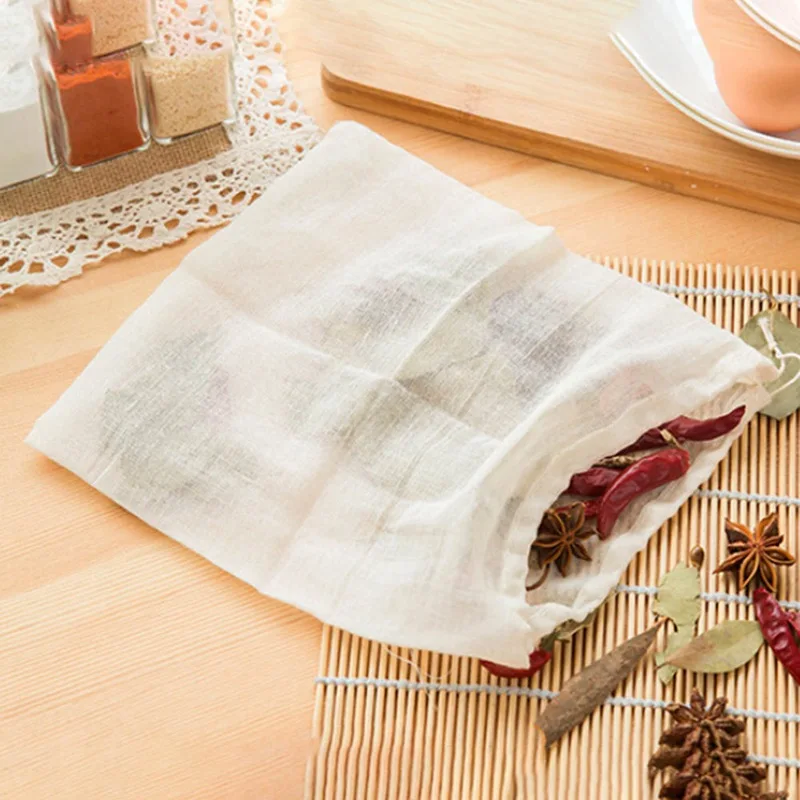 

Cooking Supplies Cotton Drawstring Filter Pockets Soup Filter Bags Drawstring Type Decoction Filter Residue Bag Kitchen Soup Bag