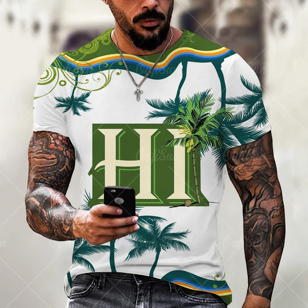 

HI letter printed T-shirt men's summer fashion streetwear Harajuku O-neck short-sleeved oversized tops plus size popular