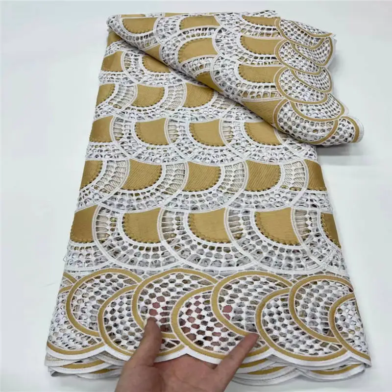 

Желтое Африканское гипюровое кружево 2021, Высококачественная свадебная сетчатая кружевная ткань из кружева для дамских джентльменов, платье W863