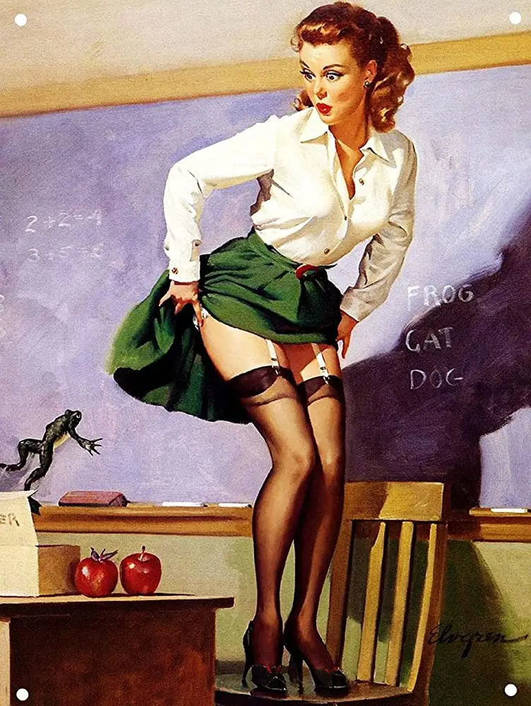 

STYSLS Metal Signs plaques Retro Style Gil Elvgren Sexy Art pin up Girls tin 12X16 Inch (30X40 cm)