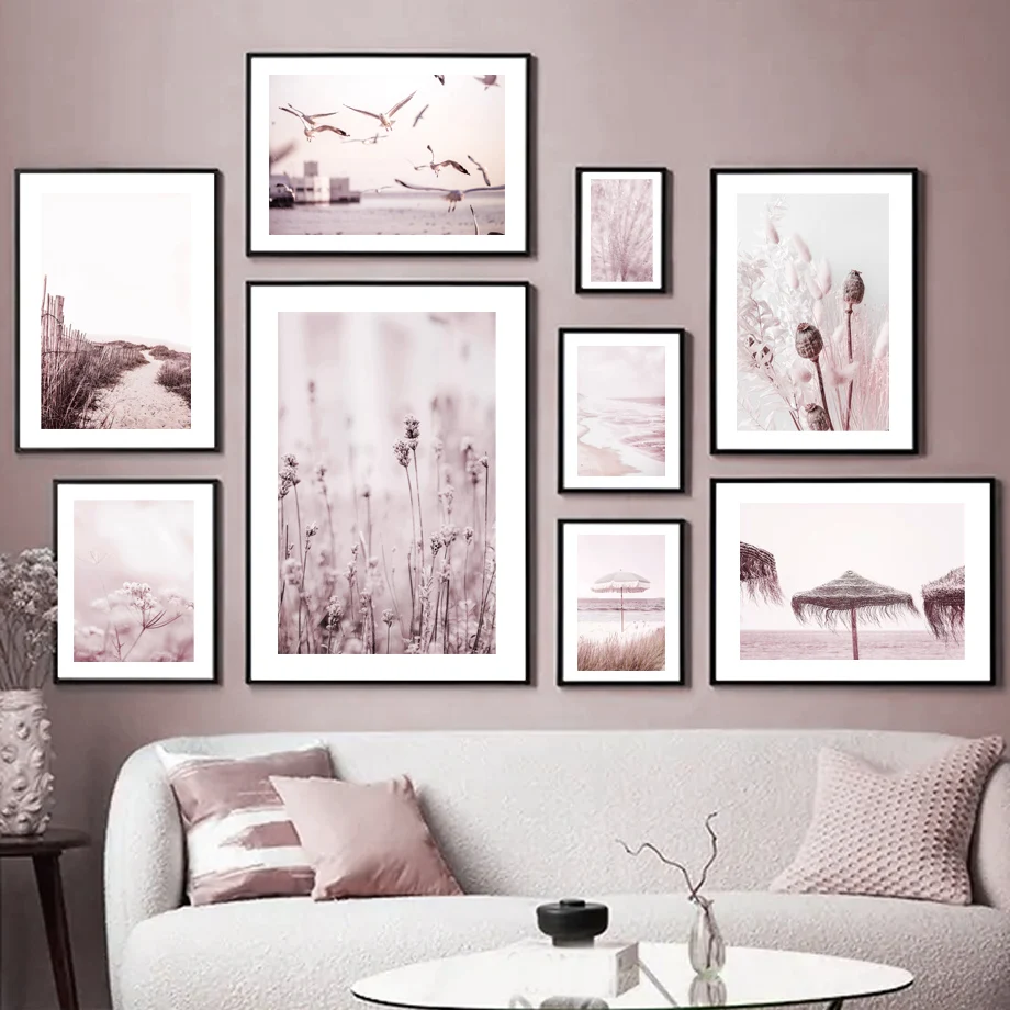 

Danish Pastel Beach Dried Flower Dandelion Bird Wall Art Print Canvas Painting Nordic Poster Wall Pictures For Living Room Decor