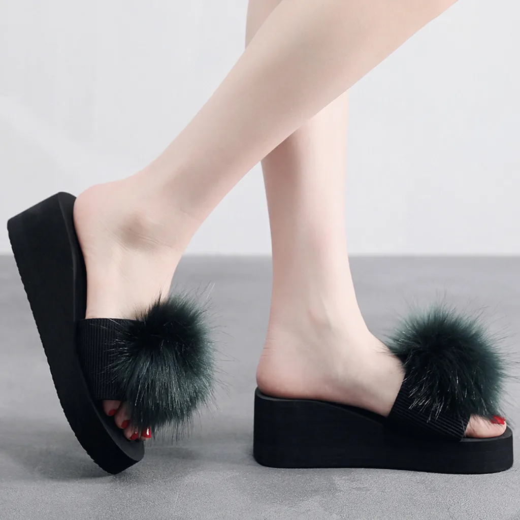 SAGACE/Модная обувь с помпонами для волос женские летние Нескользящие тапочки