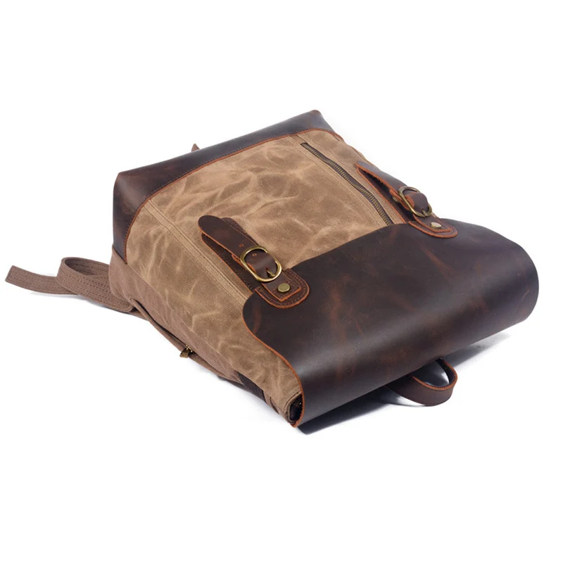 Мужские и женские винтажные рюкзаки для ноутбука Вощеные холщовые дорожный