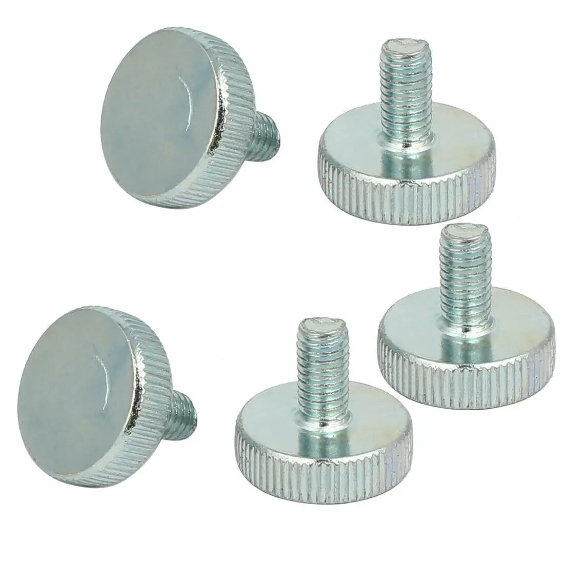 

M6x12mm Knurled Head Flat Point Fully Threaded Thumb Screws Fastener 5pcs