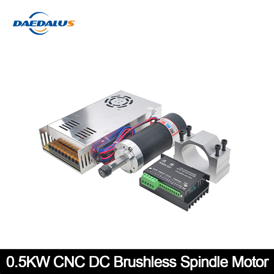 0.5KW CNC мотор шпинделя DC бесщеточный электродвигатель вращения шпинделя маршрутизатор комплект+ 55 мм зажим+ Драйвер шагового двигателя+ выключатель питания для фрезерования