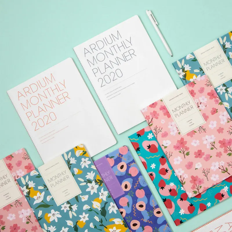 Sweet Flower Monthly Planner Agenda Book 25.3*18.7cm 64P Colorful Month Plan Book Free Shipping