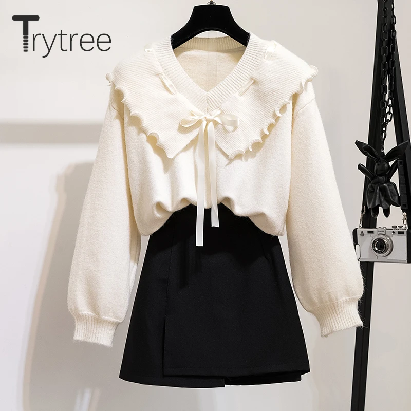 Trytree осенний зимний комплект из двух предметов Повседневный v-образный вырез