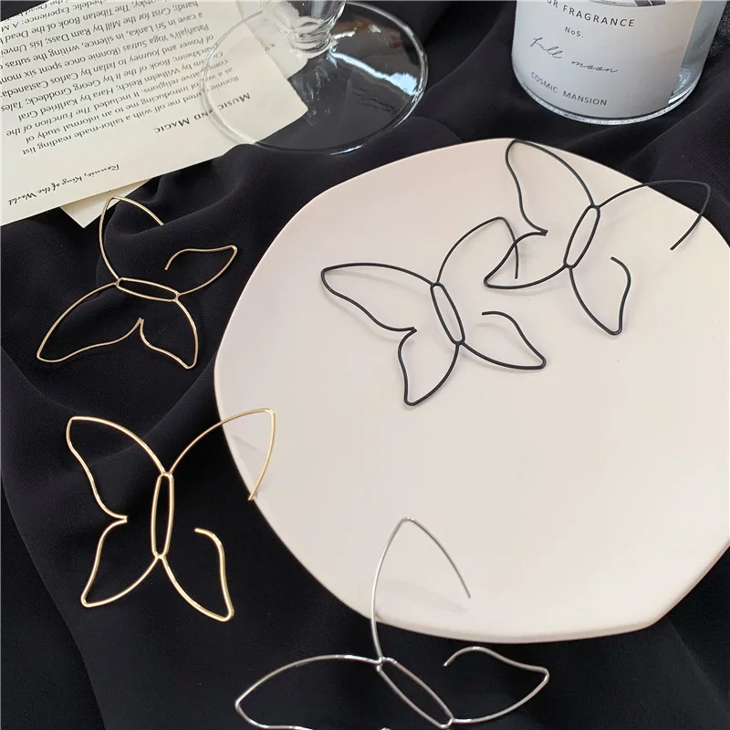 Модные ретро большие серьги-гвоздики с бабочками женские ювелирные изделия