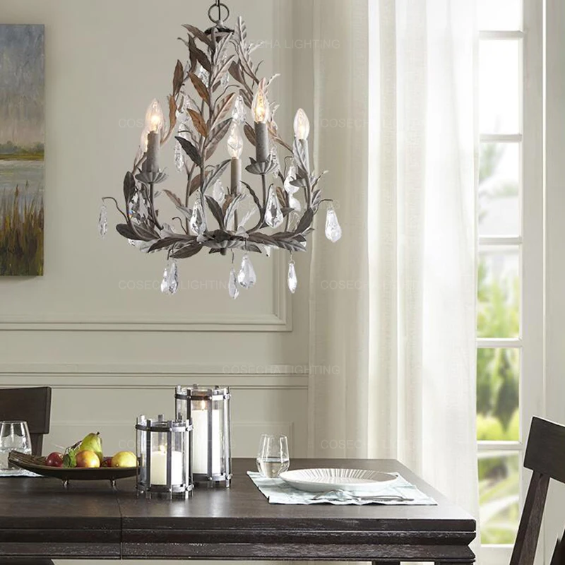 Vintage metal chandeliers with K9 crystal lustre classic country style antique drop lighting for hallway corridor hanging lights | Лампы и
