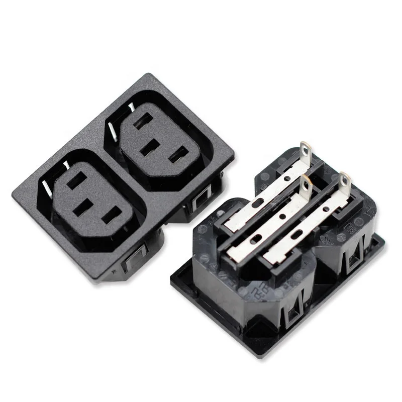 

IEC 60320 C13 Snap-in universal wall socket for UPS PDU multiple power AC inlet outlet plug connector