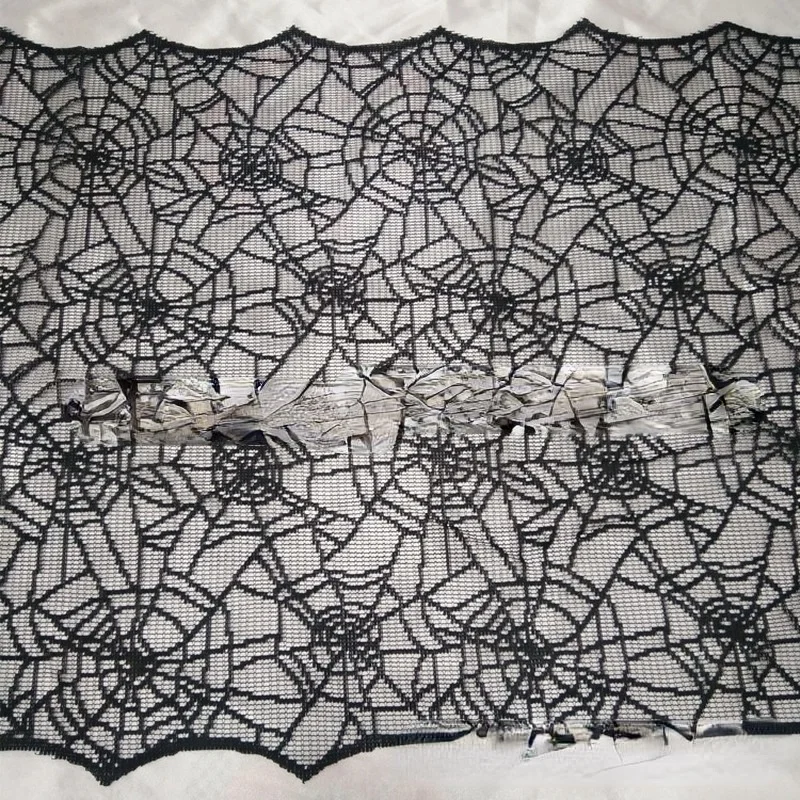 Кружевное украшение на Хэллоуин паутина череп скелет черная скатерть каминная