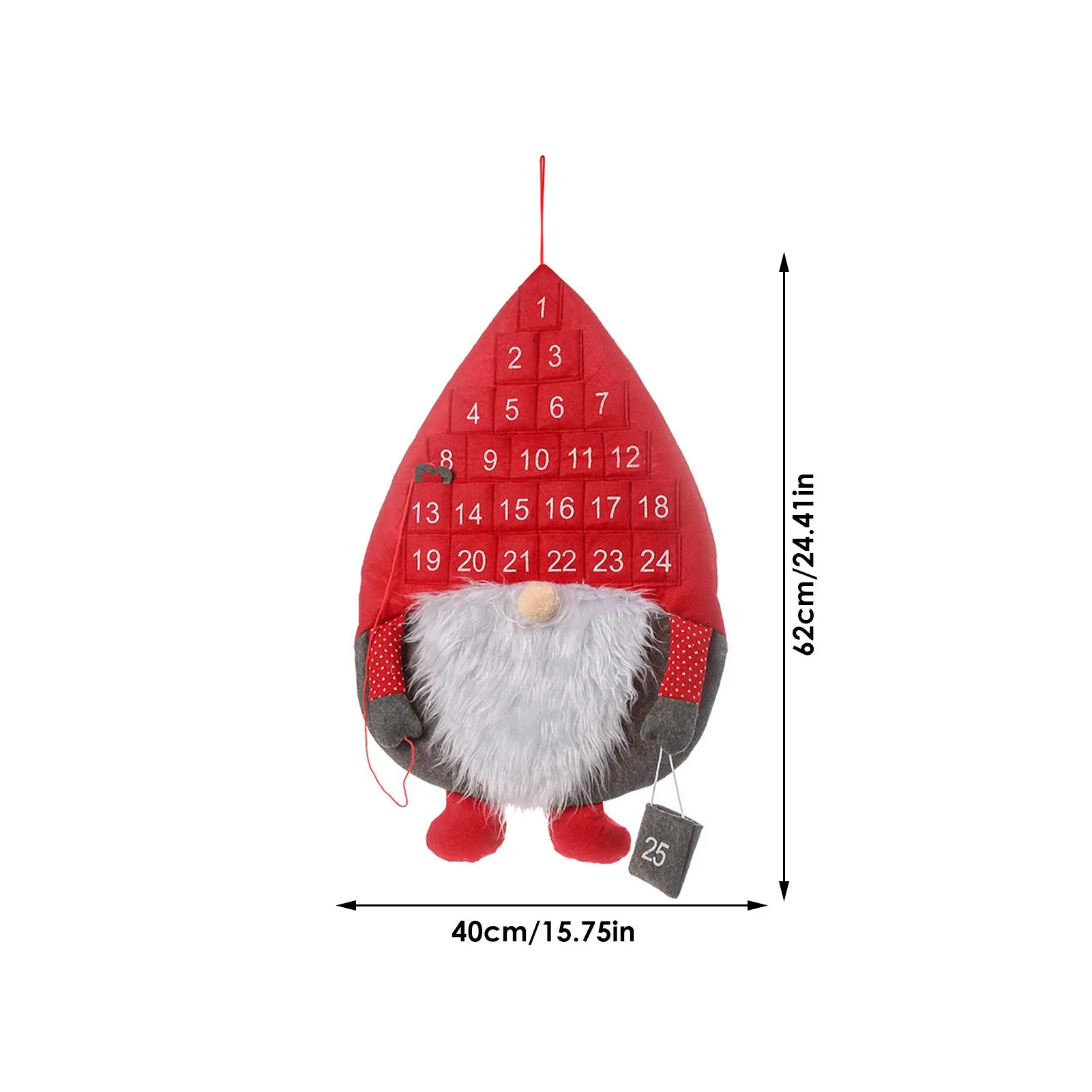 Plush Gnome Design Christmas 24 Day Hanging Advent Calendar Faceless Dwarf Doll Xmas Countdown Well Made | Дом и сад