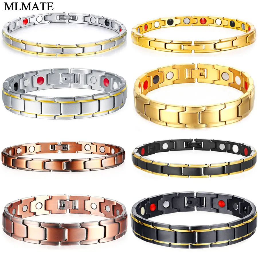 Браслеты магнитные из нержавеющей стали для лечения артрита регулируемые мужчин