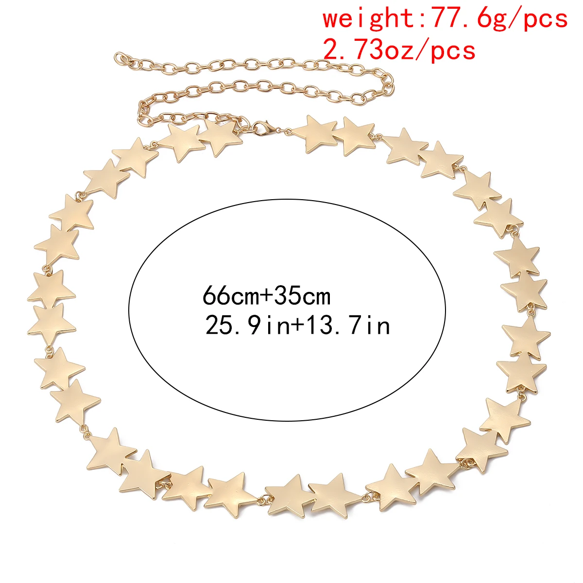 

Lacteo Steam-punk Gold Color Star Shape-Chain Waist Belly Chain for Women Street Hip Hop Long Charm Waist Chain Body Jewelry