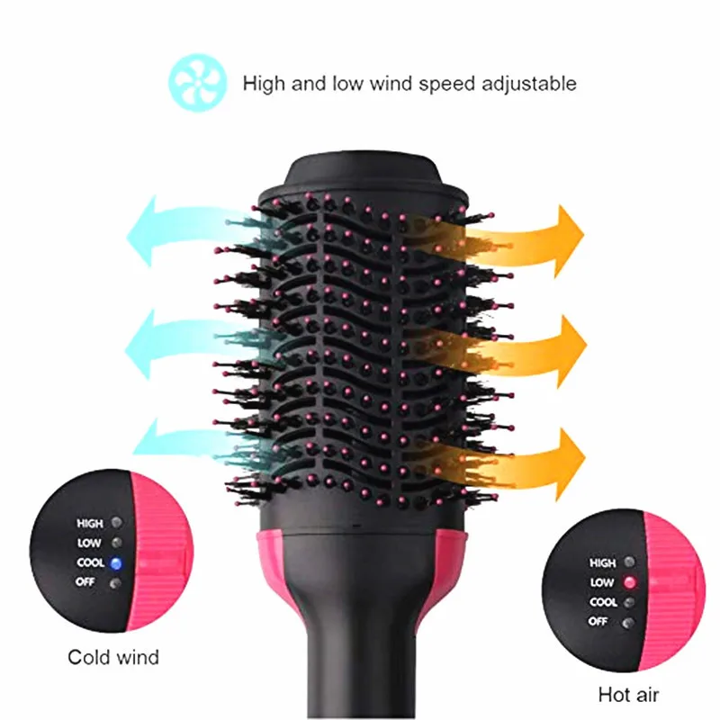 

Volumizer Hair Dryer Salon Hot Air Paddle Styling Brush Negative Ion Generator Hair Straightener at Home One Step Hair Dryer