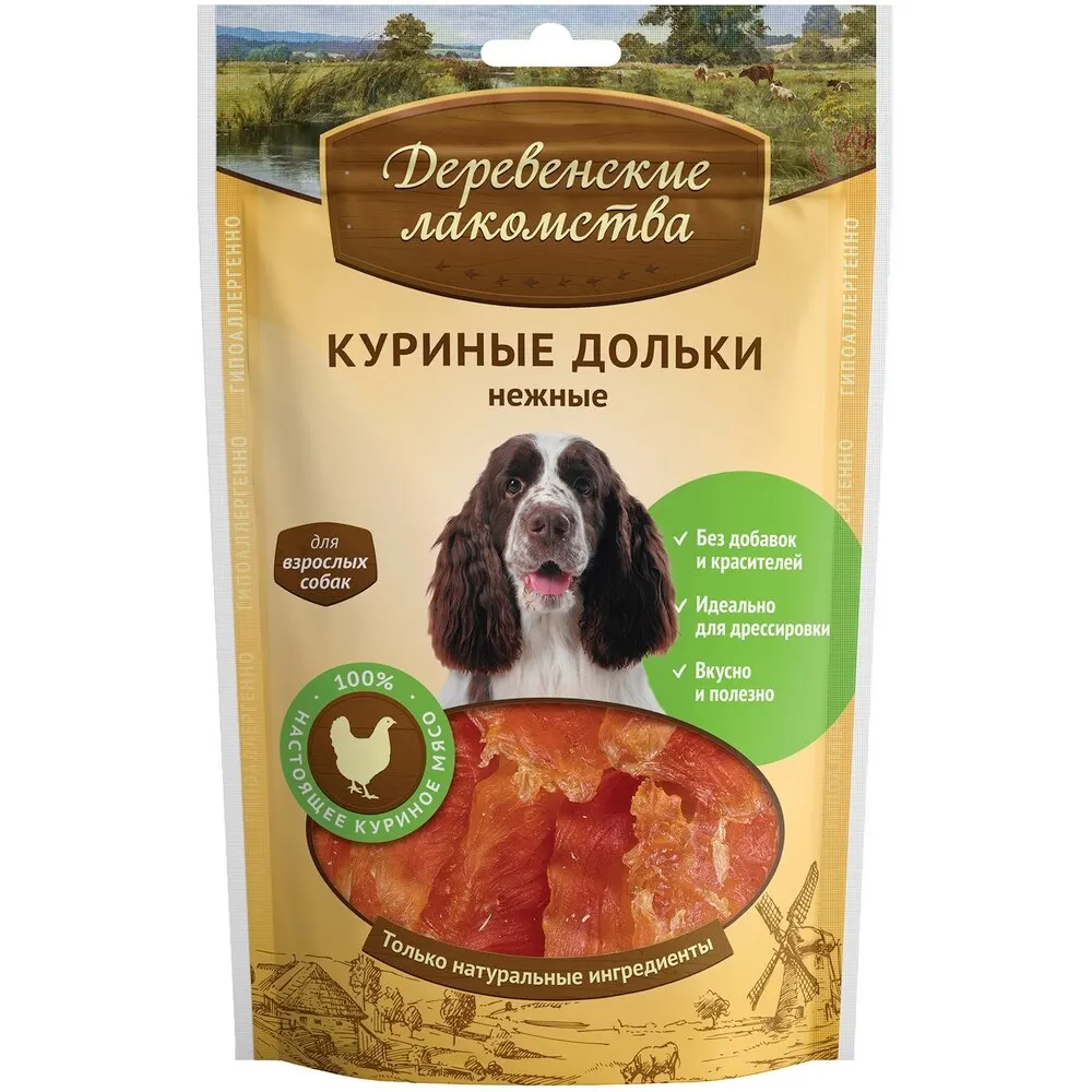 Деревенские лакомства Куриные дольки нежные для собак 90 г | Дом и сад