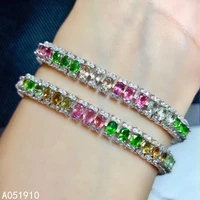 kjjeaxcmy boutique jewelry 925 sterling silver inlaid natural tourmaline gemstone bracelet ladies support detection trendy