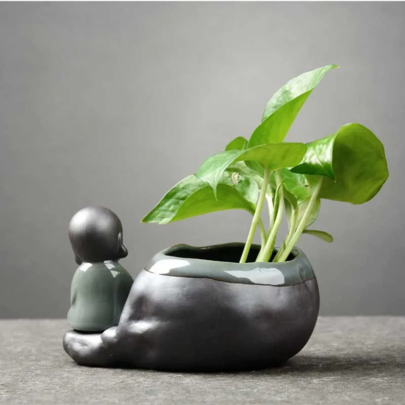 Креативная керамическая ваза Будда Китайский классический цветочный горшок