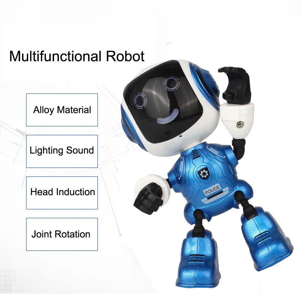 

Electric LED Sound Intelligent Alloy Robot Toys Novelty Phone Stand For Kids