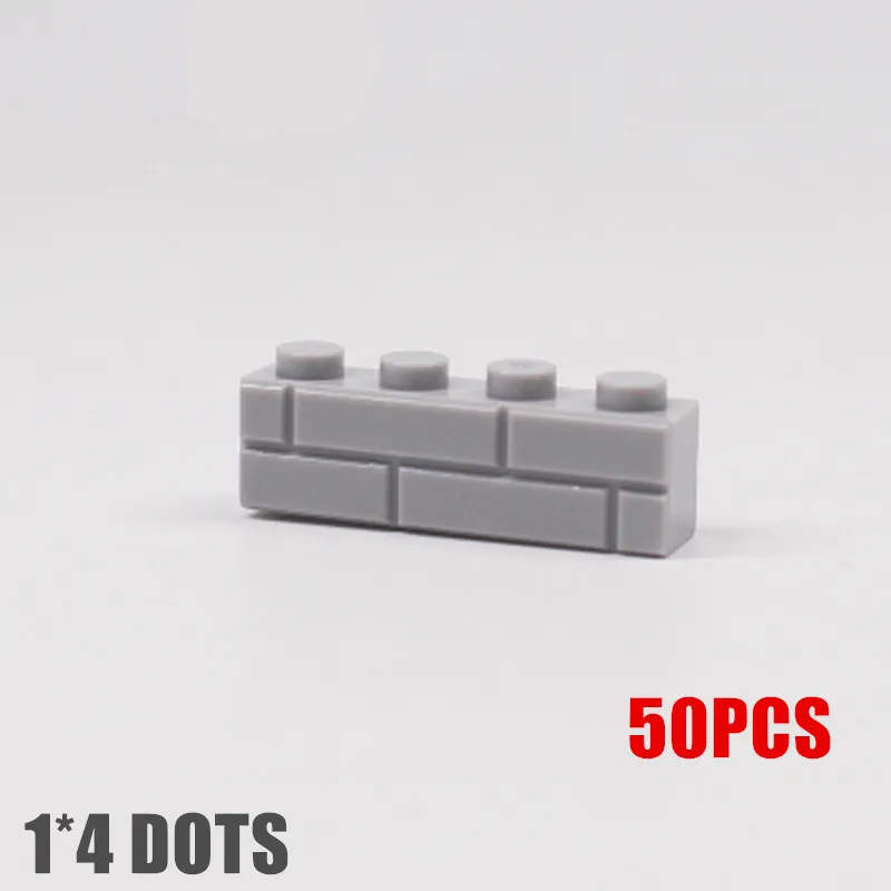 

50PCS City Wall Blocks Bricks for MOC House Thick 1*2 1*4 L Dots DIY City Accessories Door Window Construction Bricks Walls