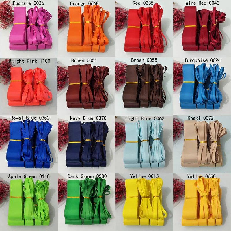 Однотонные ленты из 100% полиэстера 10 размеров (9 метров) 6 мм 9 15 19 25 38 50 ширина|plain