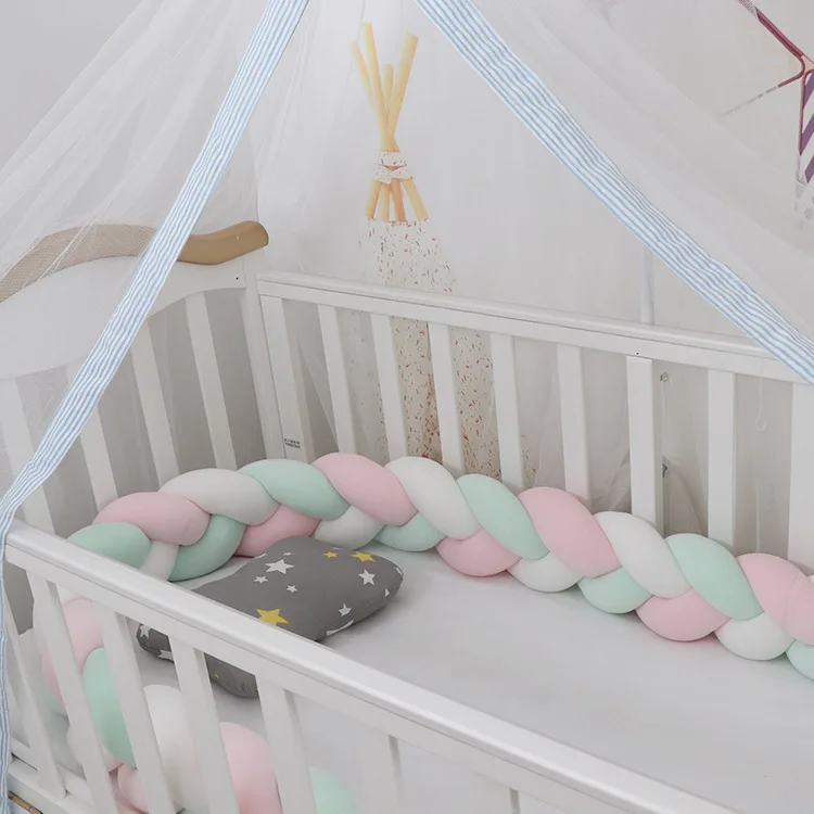 Pink White Mint 3M детский бампер кровать плетеная кроватка бамперы для мальчиков девочек Младенческая защита для кроватки бампер Тур де ЛИТ Bebe Tresse декор комнаты - Цвет: Pink White Mint