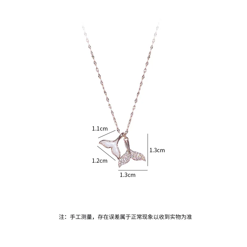 

BOTU Girls Fashion Mermaid Tail Necklace Full Diamond Dolphin Tail Clavicle Chain Wholesale Necklace Jewelry for Women