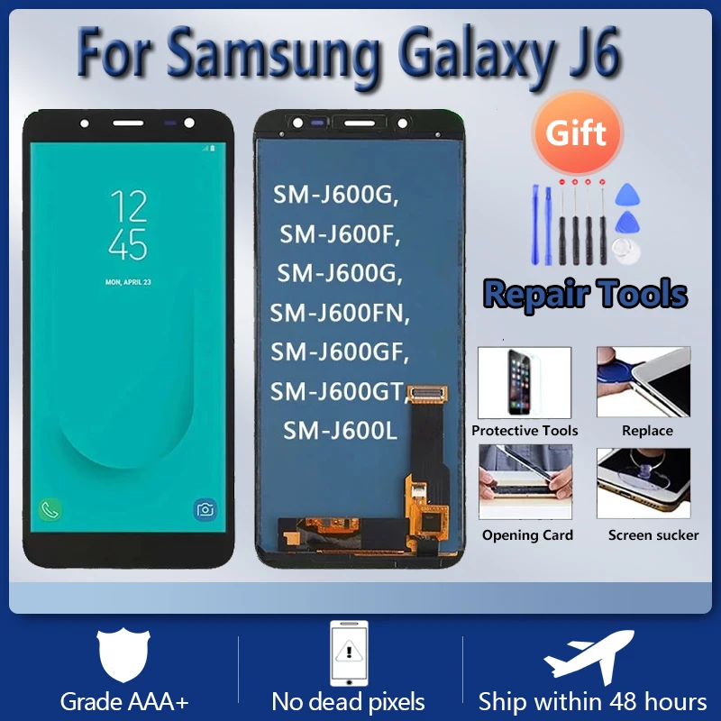 

Super AMOLED для Samsung Galaxy J6 2018 J600G, J600F, J600G, J600FN, J600L ЖК-дисплей и сенсорная стеклянная панель в сборе