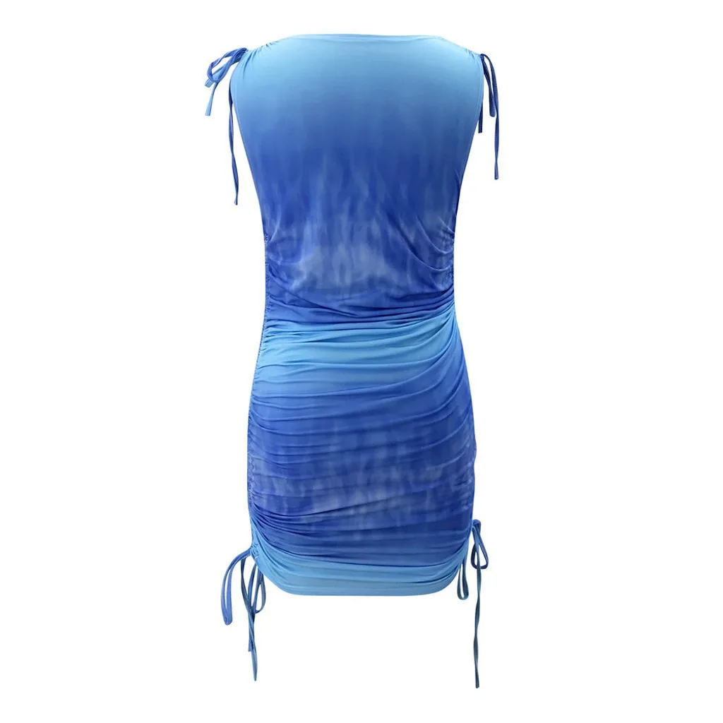 

Womail dress summer dress Fashion Womens Casual Loose Sexy Solid Color Square Collar Low-cut Ruched Dress sexy dress backless