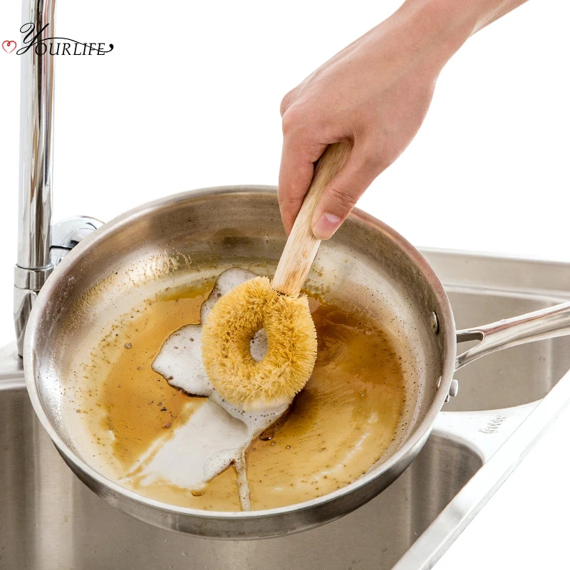 OYOURLIFE натуральная зеркальная кухонная щетка для мытья посуды сковорода миска