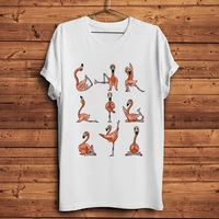 flamingo yoga funny anime t shirt men summer new white casual t shirt homme short sleeve streetwear tshirt unisex