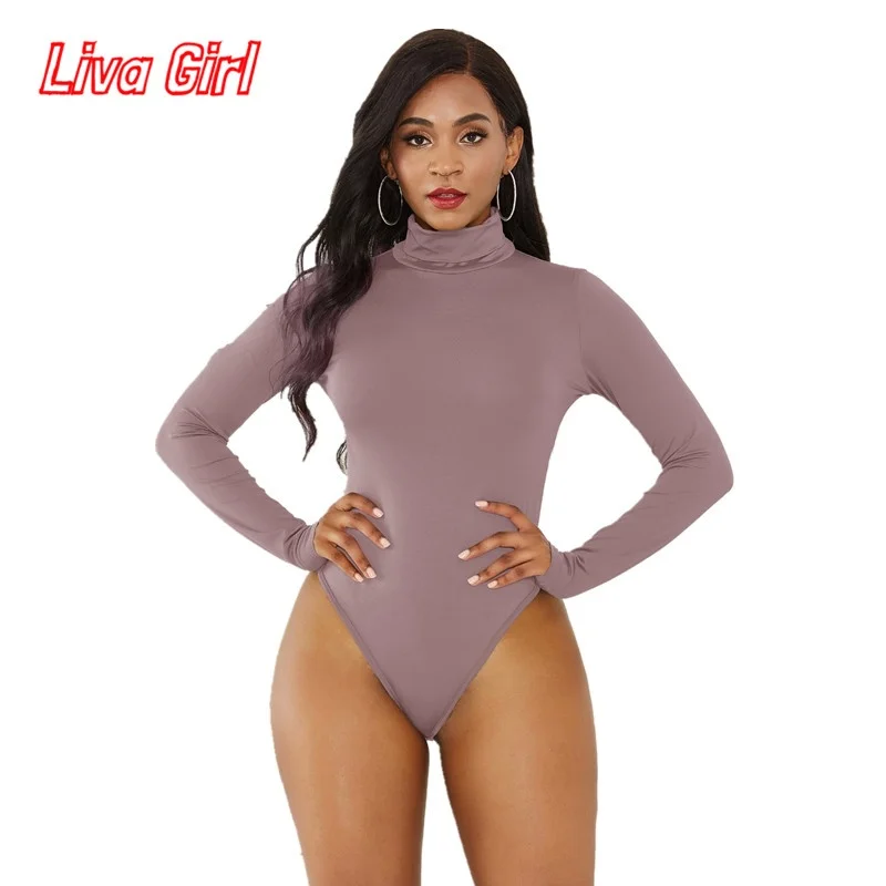 2020 Spring Summer Long Sleeve Sexy Romper Women Bodysuit Solid Jumpsuits Club Wear O-Neck Fashion Bottoming Shirt Clothes |