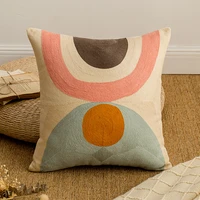 nordic geometric cushion cover cotton beige pink throw pillow cover embroidered home decorative cushions for sofa pillows decor