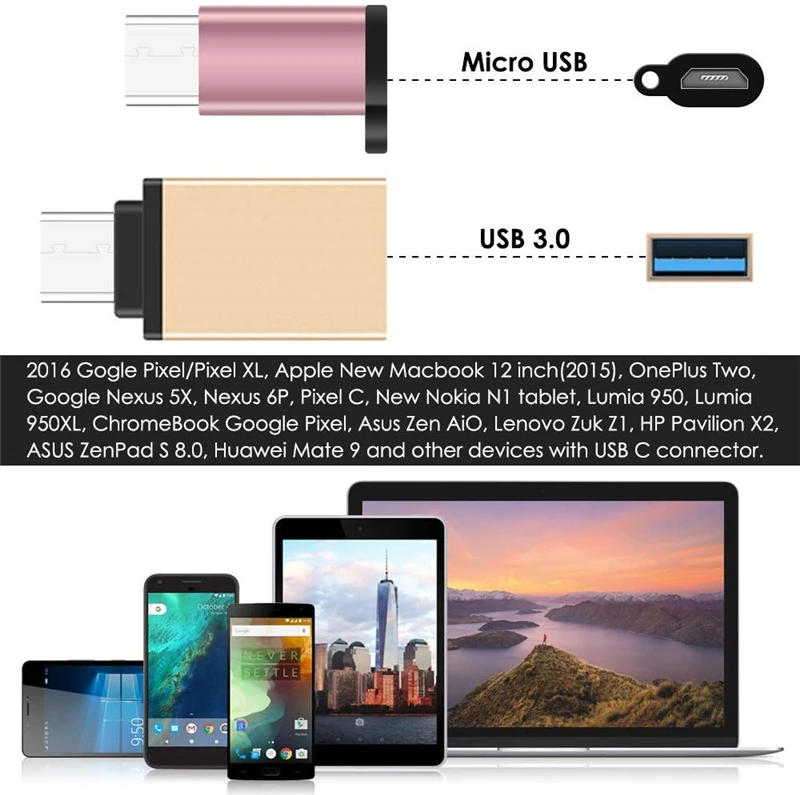 6 шт. адаптер USB Type C (папа) Micro (мама)|Переходники и адаптеры| |