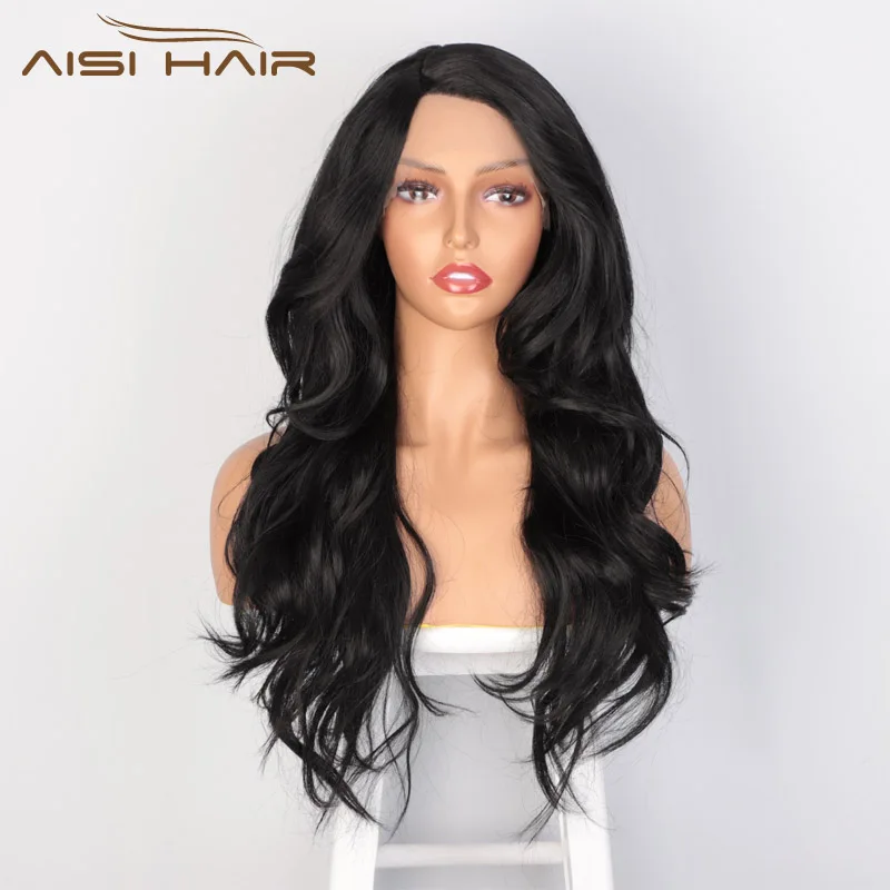 

Парик NNZES 26 дюймов с боковой частью натуральная волна парик фронта шнурка черные волосы термостойкие синтетические парики для чернокожих ж...