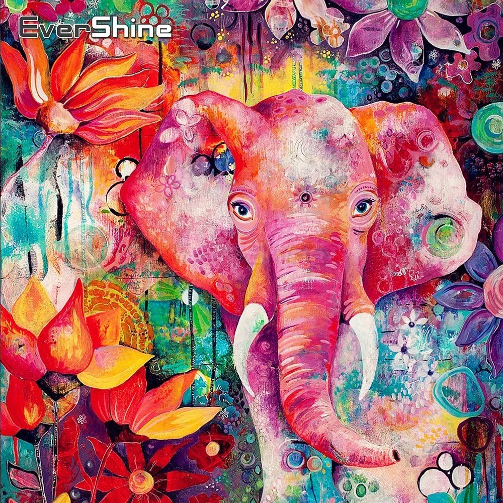 EverShine Diamond Mosaic Full Display Elephant 5D Painting Animals Cross Stitch Embroidery Cartoon Manual Hobby|Алмазная мозаика и