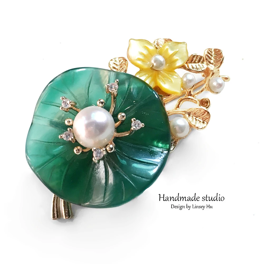 CCijiNG броши в виде лотоса из пресноводного жемчуга для женщин модные ювелирные