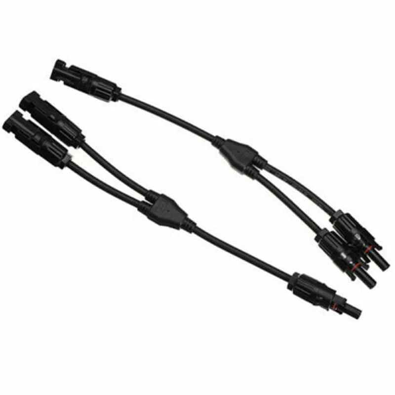 

2Pcs Y Branch PV Cable Connector 2 To 1 Male To Female Solar Parallel Cable Connector IP67 20A 30A DC1000V