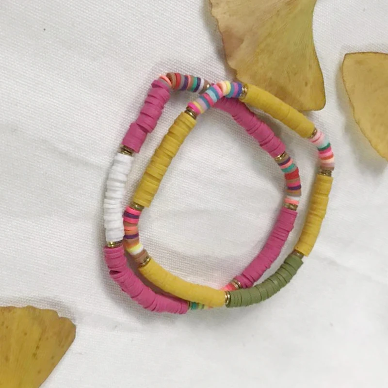 Красочный простой эластичный резиновый Радужный Браслет Ручной Работы
